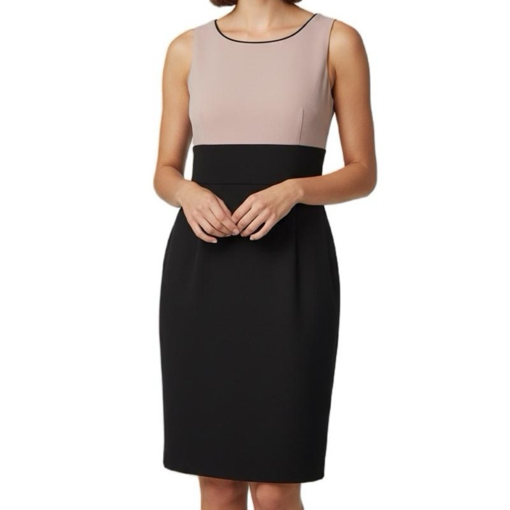 Nicolette Pink/coral Black Sheath‎ Dress, Size 6, Color Block, Sleeveless NWOT
